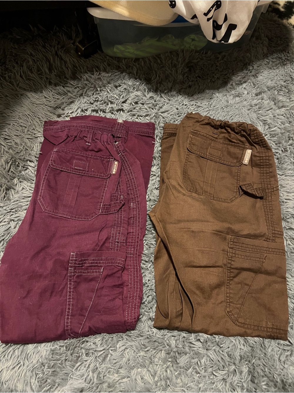 koi Women's Utility Scrub Pants in Plum and Brown
